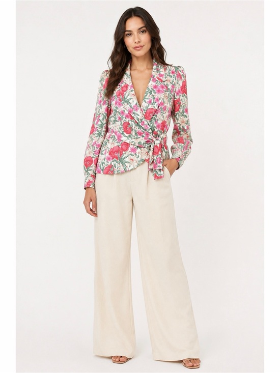 Vintage Jackets & Blazers - BELLE VOGUE | VTG Rare Floral Pattern Side Tie Lounge Blazer Jacket